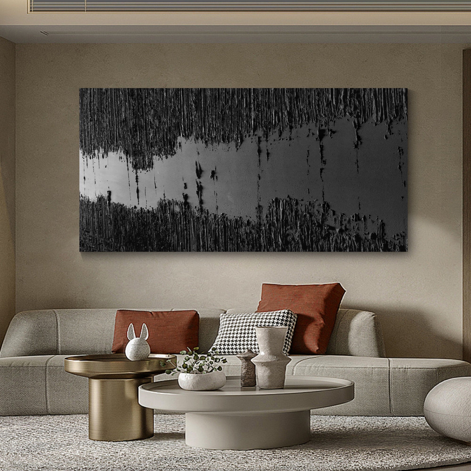 Abstract Black River Canvas Wall Art