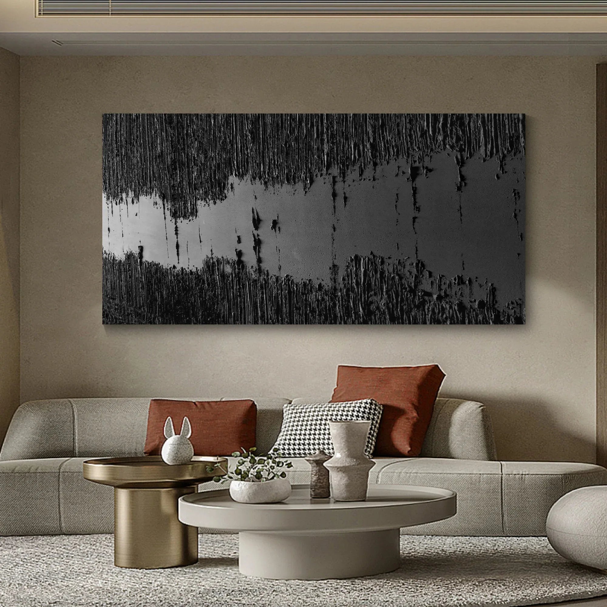 Fracture Flow-Black River Stripe Texture Abstract Wall Art in Modern Home Decoration - artextured