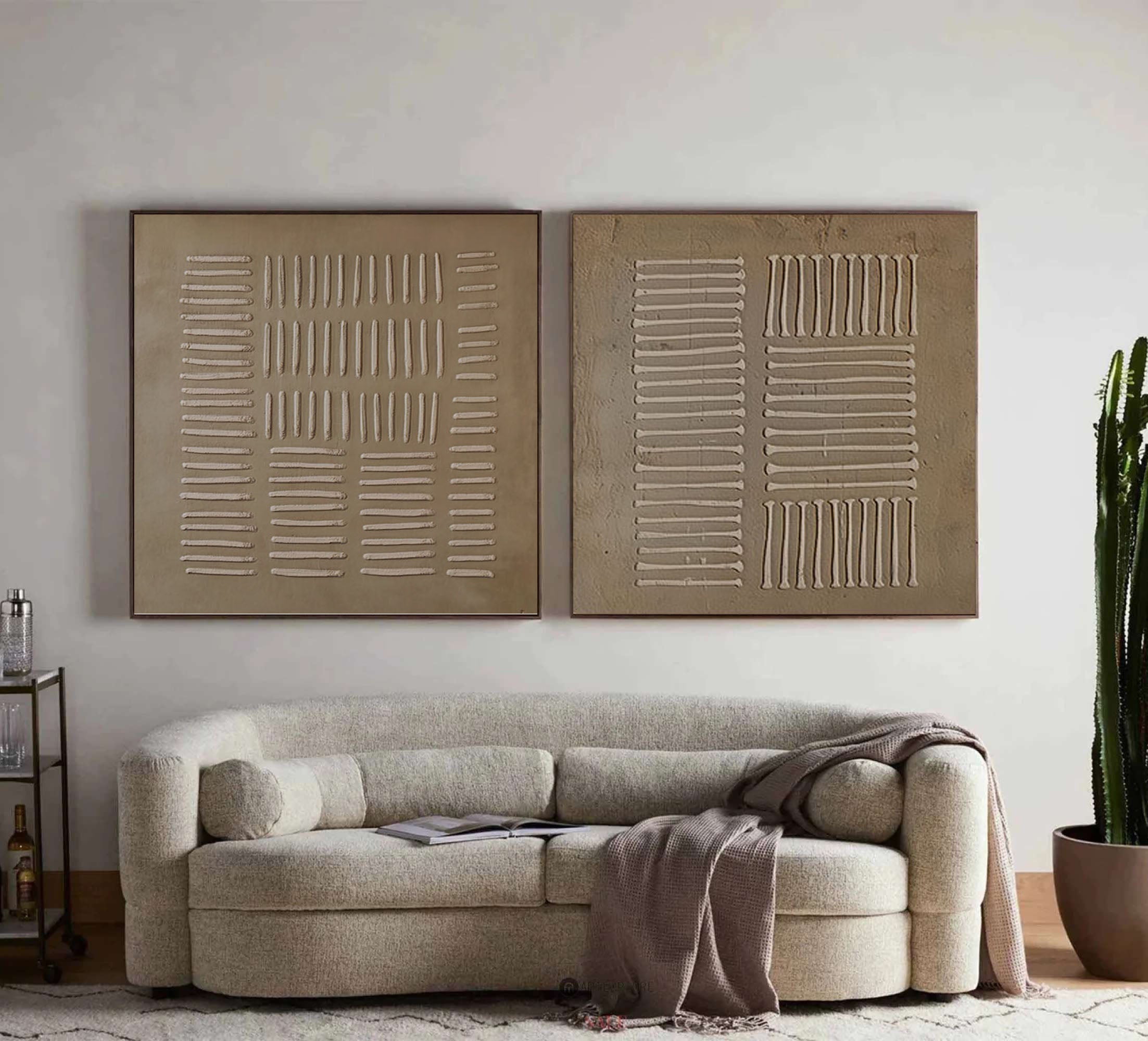 Linear Balance-Textured Abstract Canvas Duo SET OF 2