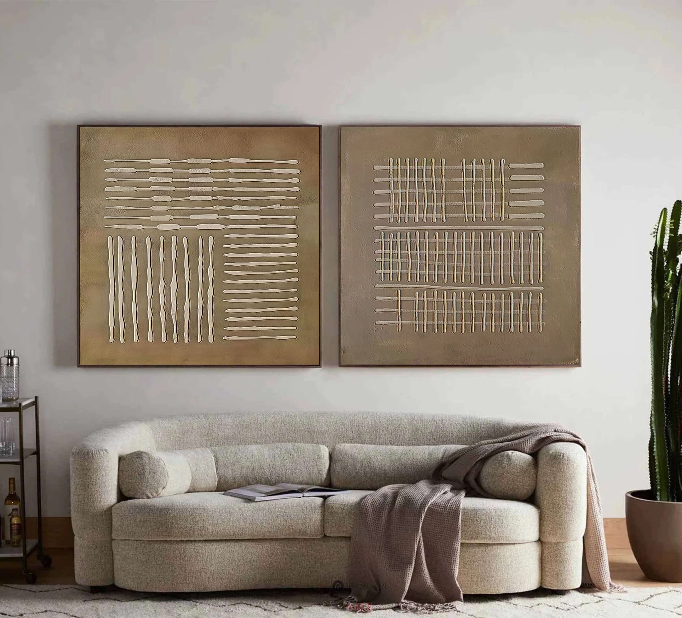 Textured Patterns- Abstract Linear Canvas SET OF 2