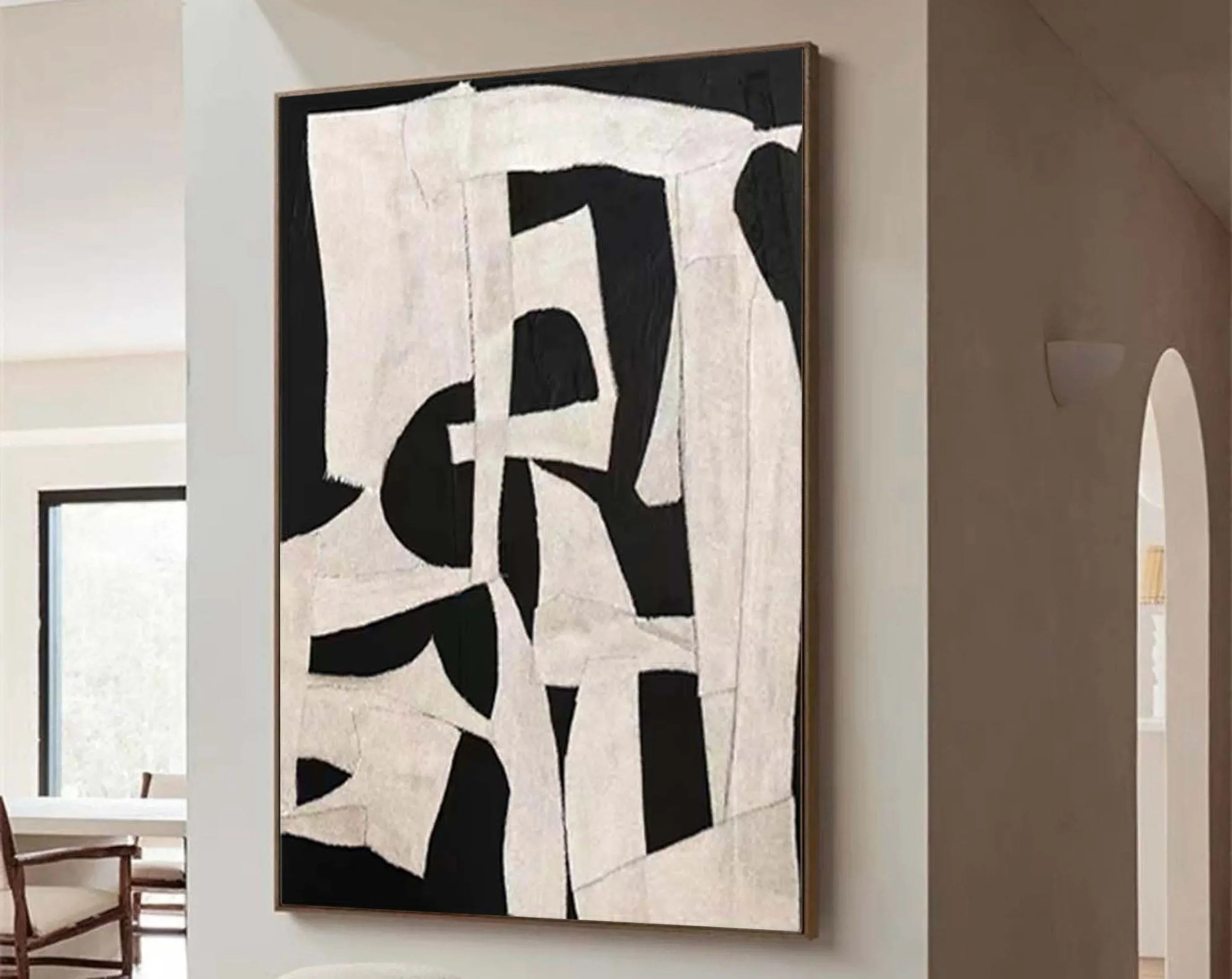 Abstract Harmony-Modern Minimalist Decoration Black and White Geometric Block Abstract Wall Art - artextured