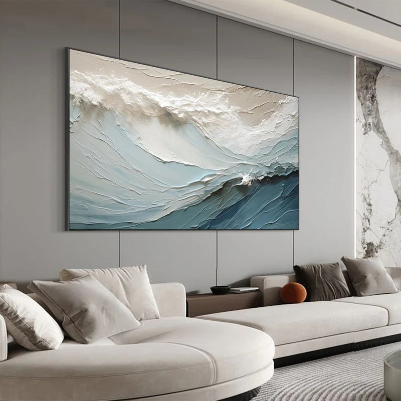 Textured Abstract Wall Art for Modern Interiors – Soft Horizon#AB14111