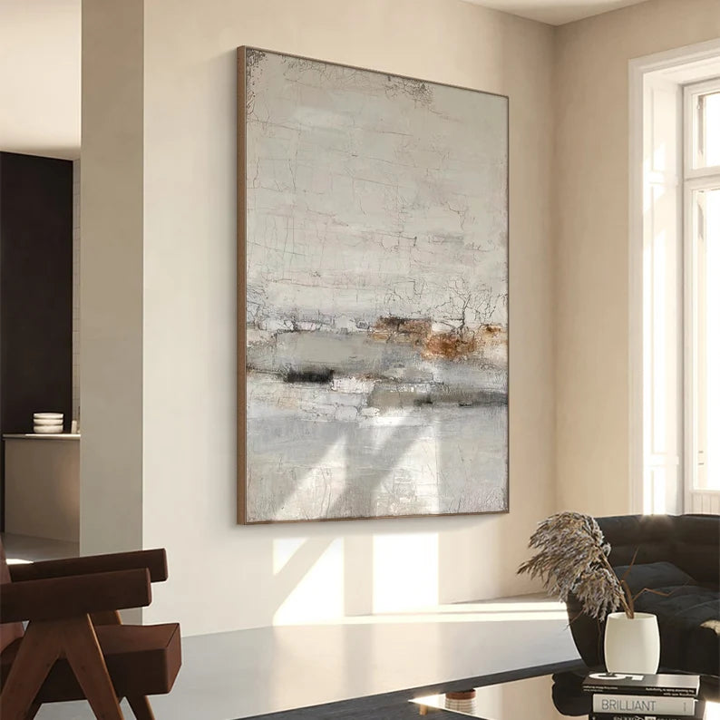 Whispering Horizon – Light Textured Wabi-Sabi Abstract Wall Art