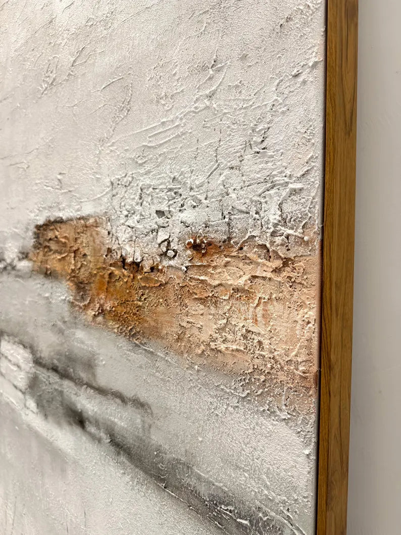 Whispering Horizon – Light Textured Wabi-Sabi Abstract Wall Art