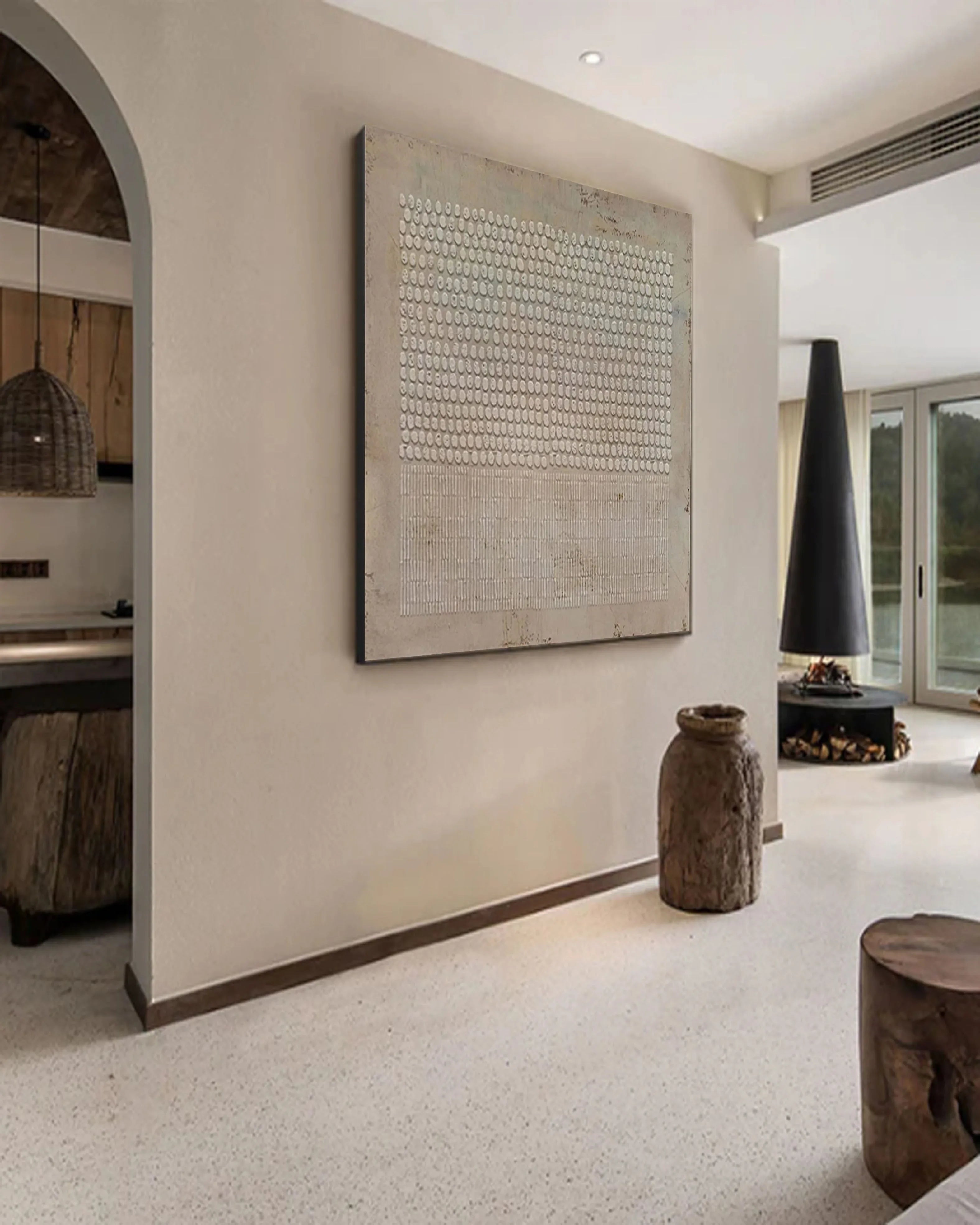 Tactile Harmony-Modern Minimalist Geometric Point Line Texture Abstract Wall Art - artextured