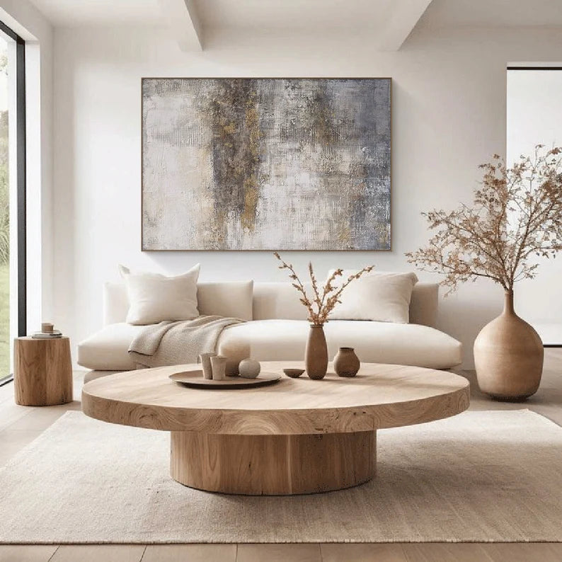 Fading Echoes – Neutral Textured Wabi-Sabi Abstract Canvas Art