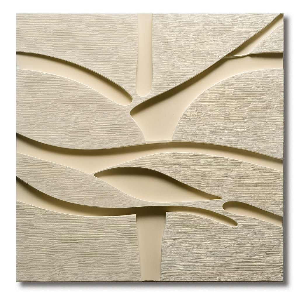 Silent Flow - Modern Minimalist Hand Drawn 3D Curved Relief Wall Art