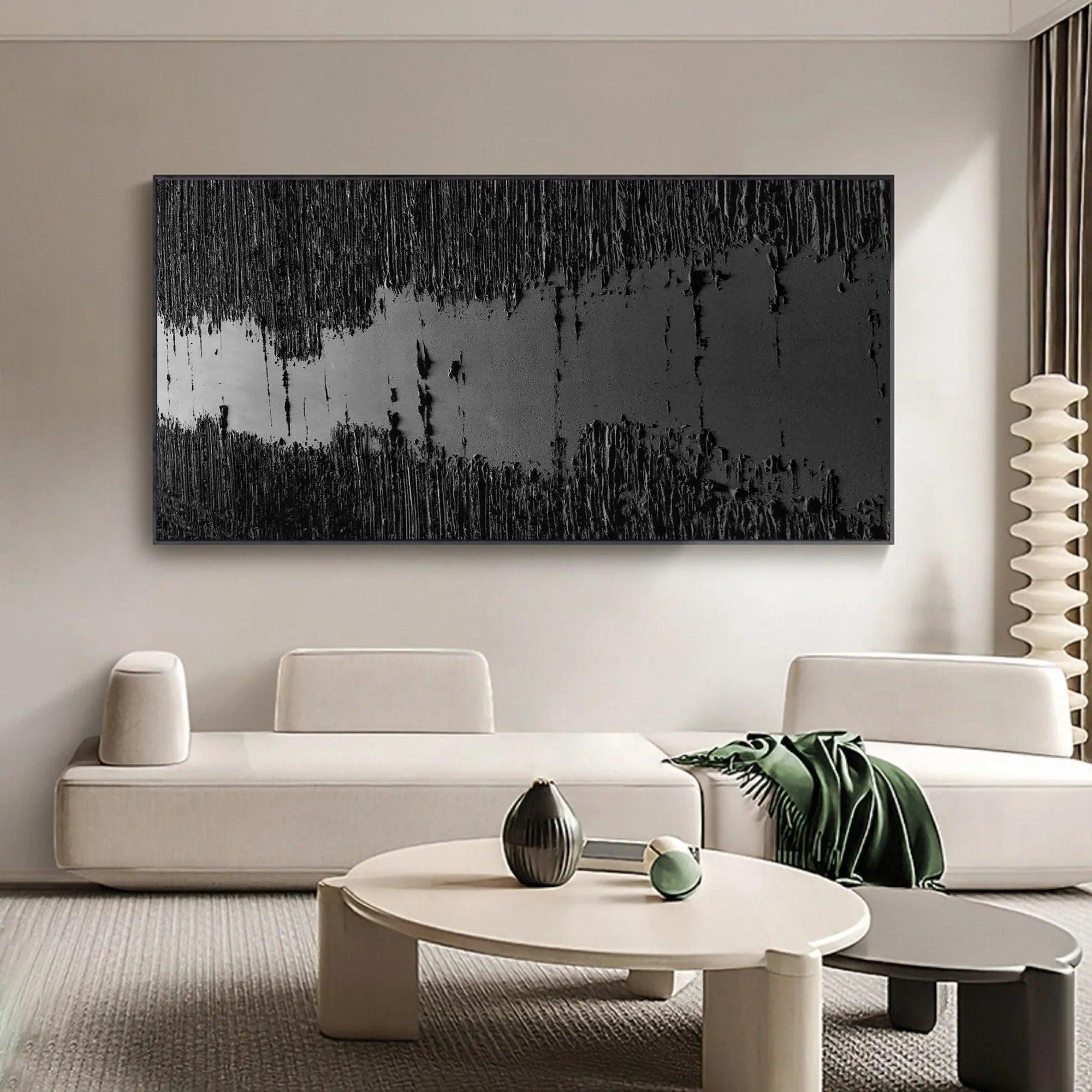 Fracture Flow-Black River Stripe Texture Abstract Wall Art in Modern Home Decoration - artextured