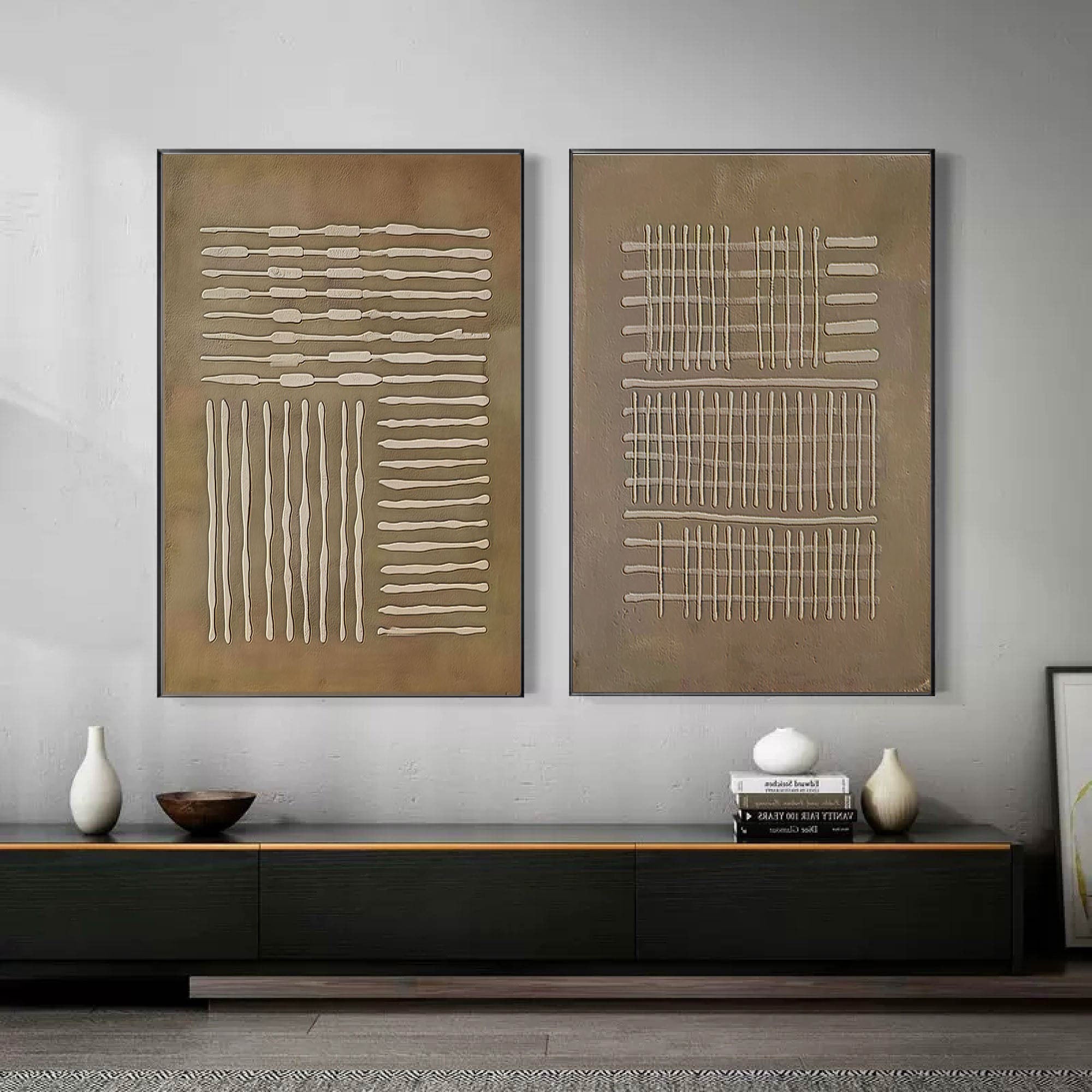 Textured Patterns- Abstract Linear Canvas SET OF 2