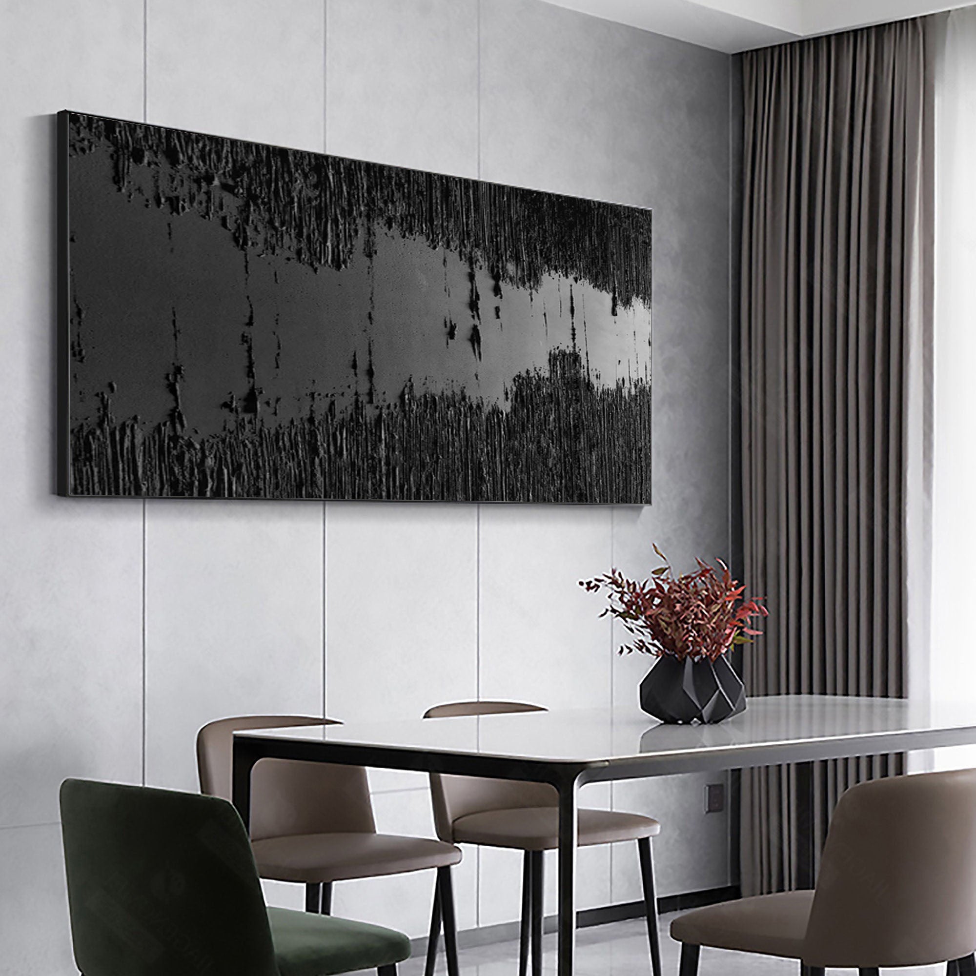 Midnight Echo: Textured Abstract Canvas Art