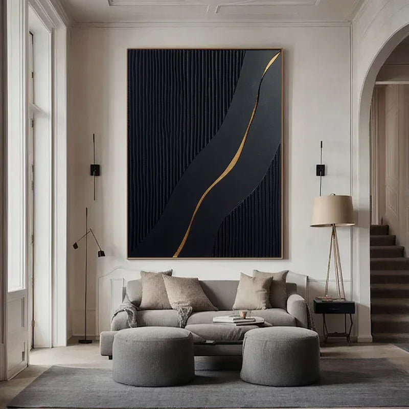 Golden Flow-Modern Minimalist 3D Golden Streamlined Texture Wall Art - artextured