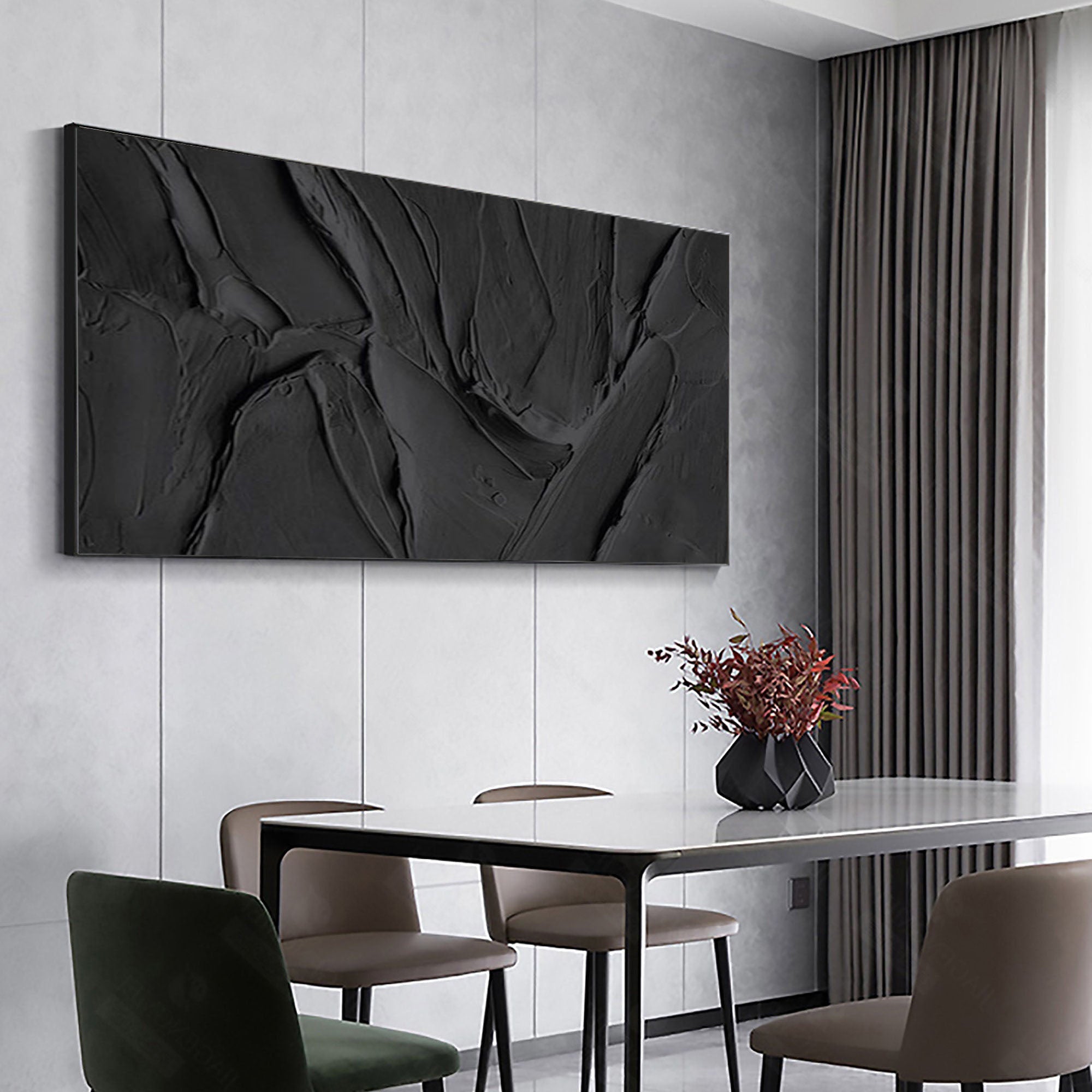 Velvet Shadows: Abstract Textured Canvas Art