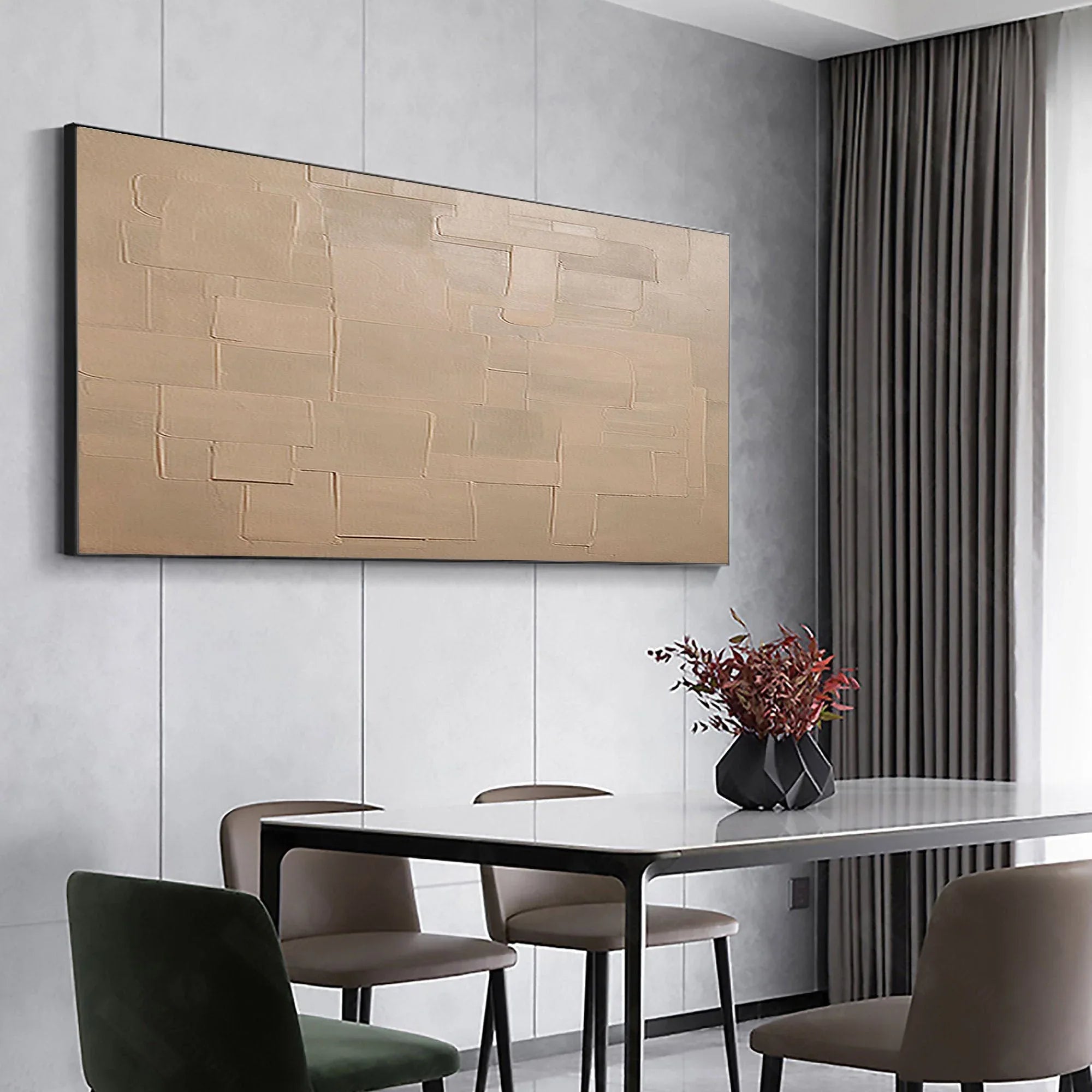 Pale Block Echo-Minimalist Light Brown Geometric Block Texture Wall Art - artextured