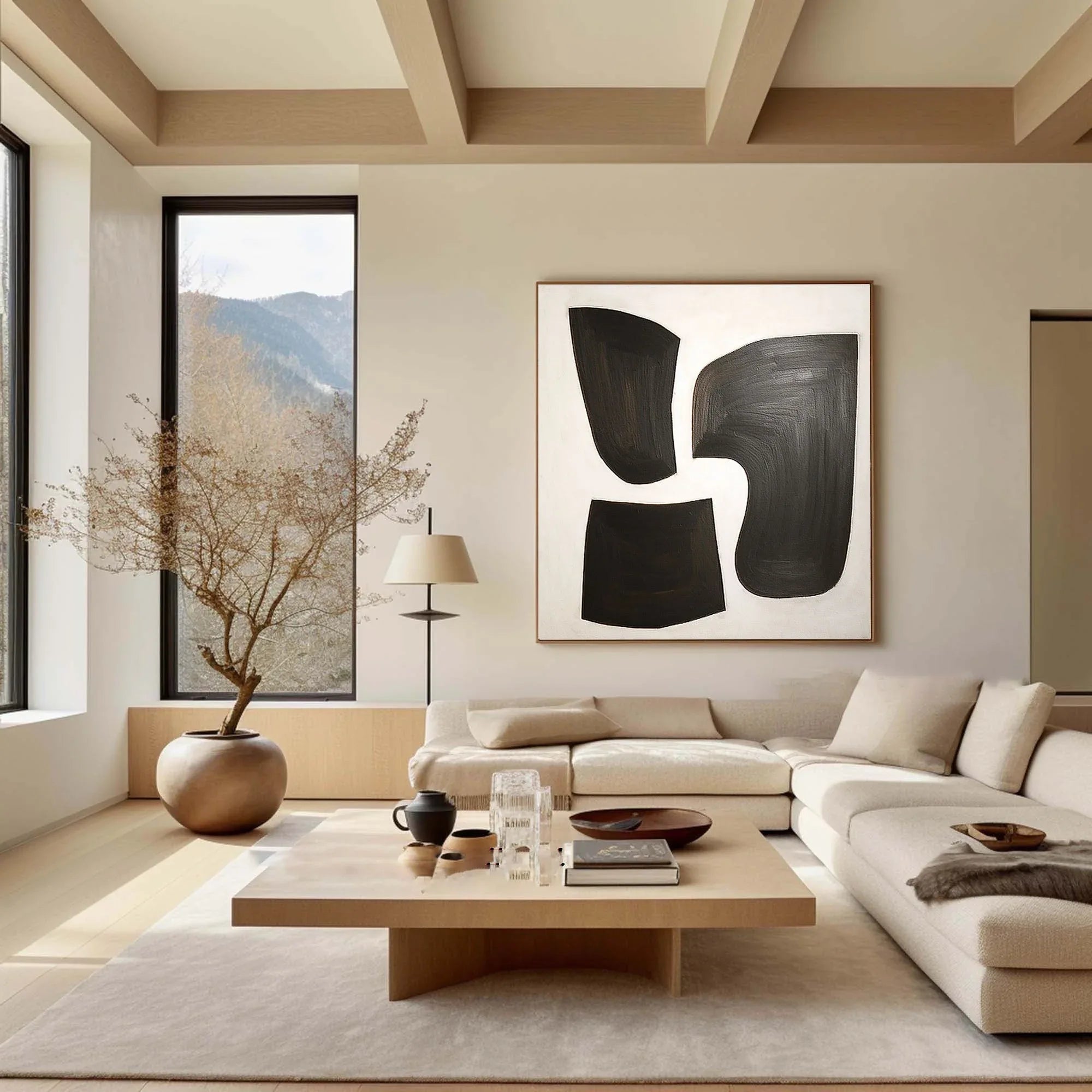 Monochrome Flow Wall Art-Modern Interior Design Minimalist Black and White Abstract Oil Painting - artextured