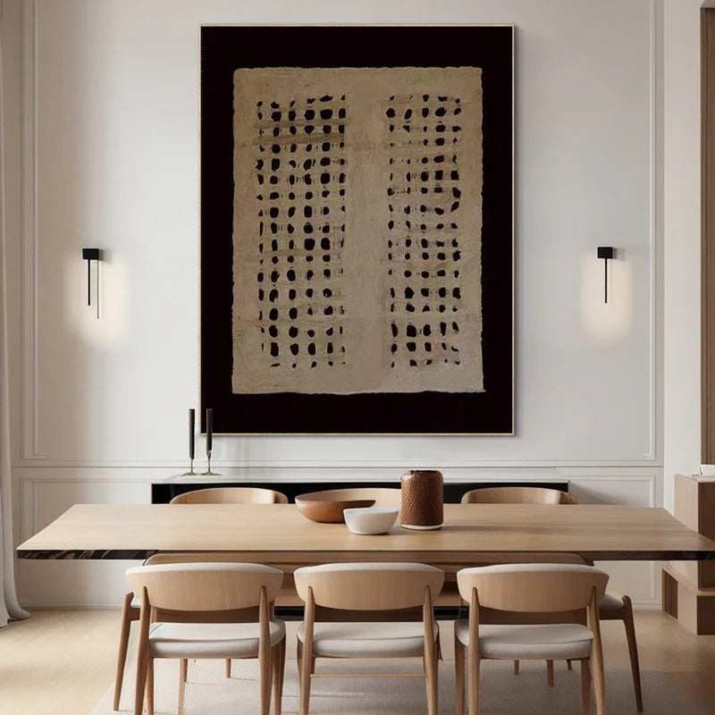 Minimalist Textured Abstract Wall Art for Modern Interiors – Silent Grid#AB14112