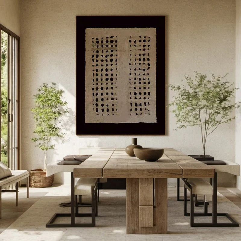 Minimalist Textured Abstract Wall Art for Modern Interiors – Silent Grid#AB14112