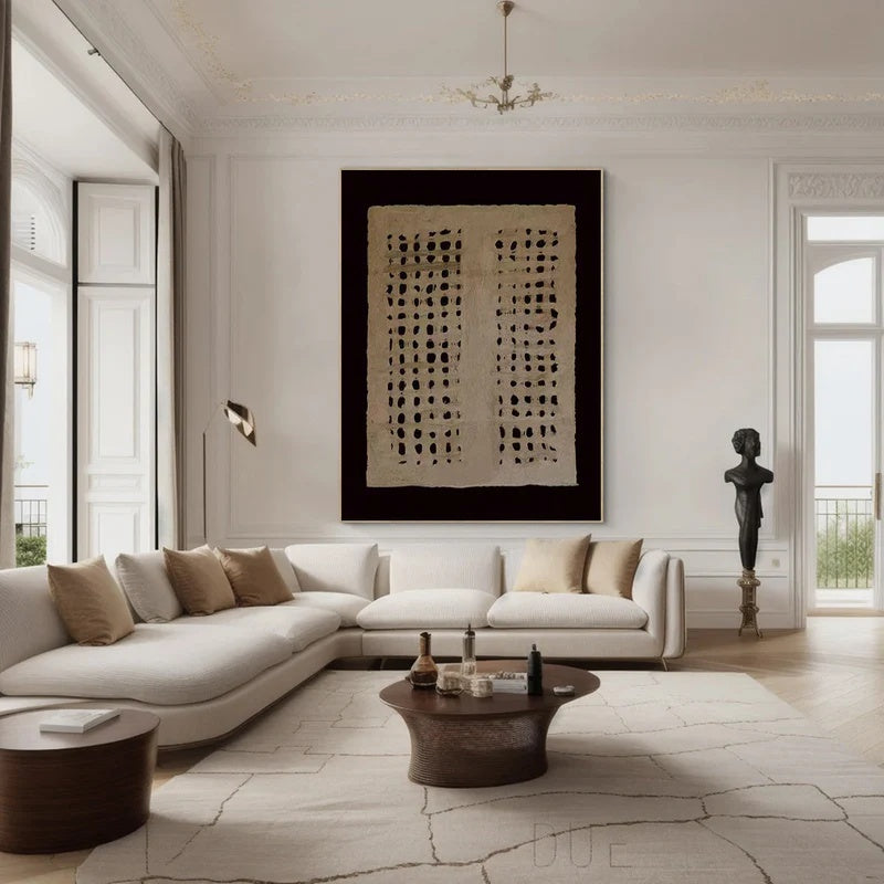 Minimalist Textured Abstract Wall Art for Modern Interiors – Silent Grid#AB14112