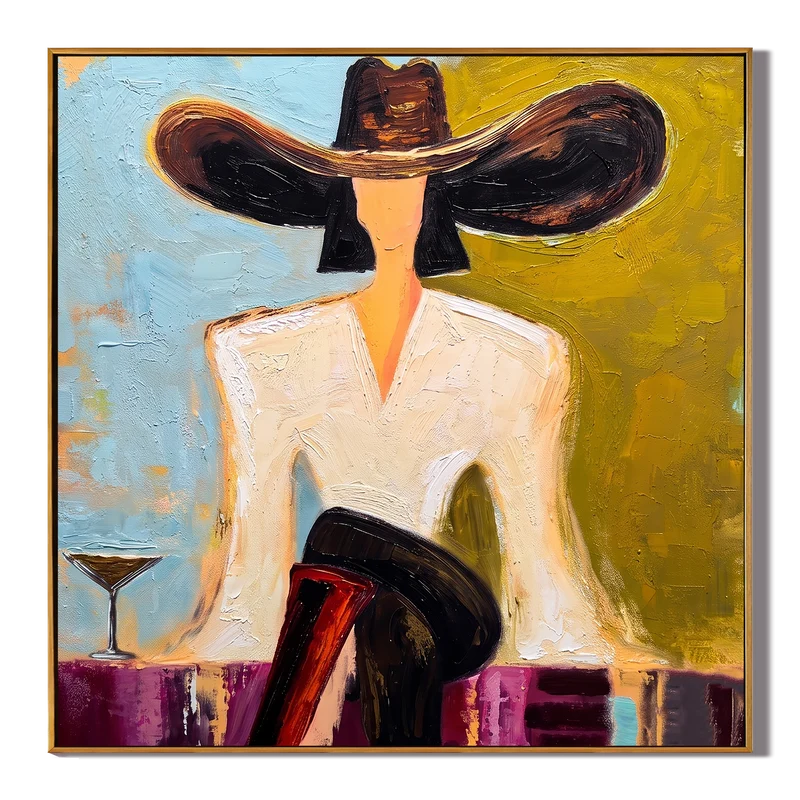 Modern Cowgirl Wall Art – Textured Western Woman Painting#ypy825003
