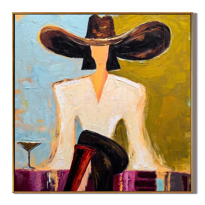 texture Modern Cowgirl Wall Art – Textured Western Woman Painting#ypy825003