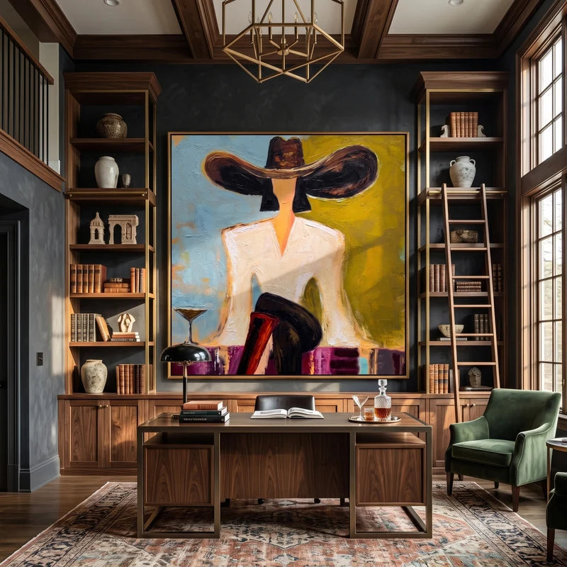 Modern Cowgirl Wall Art – Textured Western Woman Painting#ypy825003