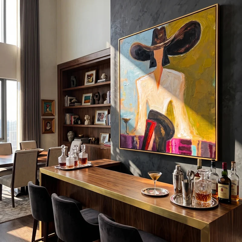 Modern Cowgirl Wall Art – Textured Western Woman Painting#ypy825003