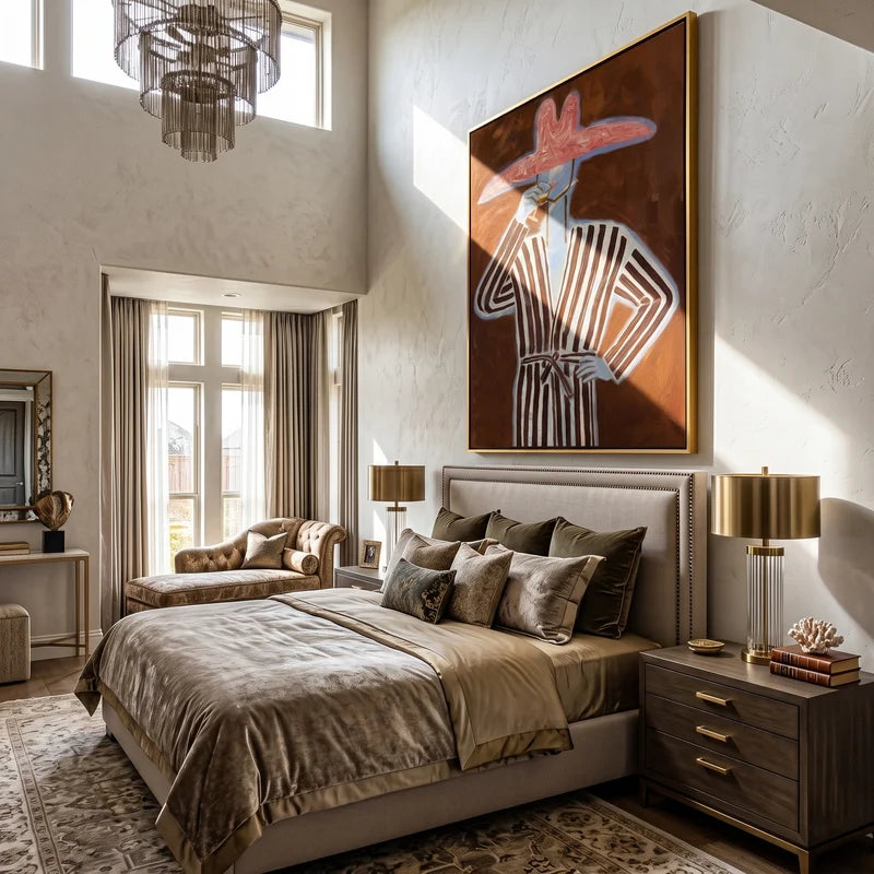 Pink Cowboy Hat Wall Art – Striped Western Cocktail Portrait#yy825015