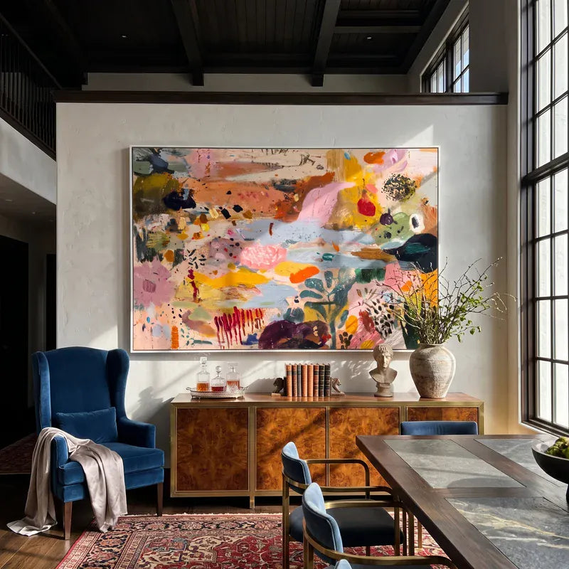 Colorful Abstract Wall Art – Pink Orange Eclectic Painting#yy825024