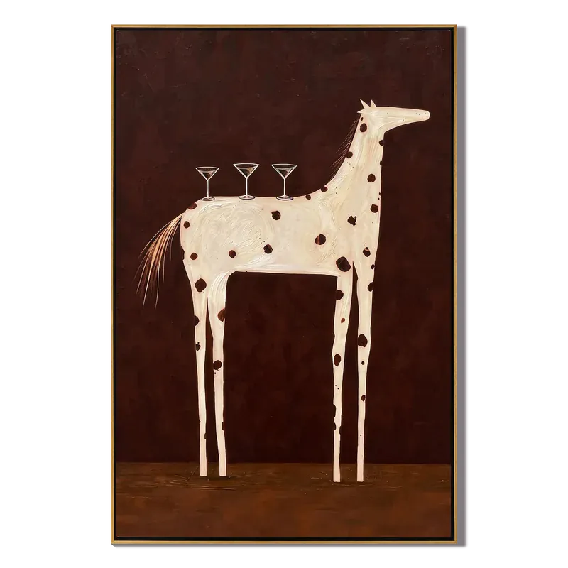Spotted Horse Cocktail Wall Art – Whimsical Bar Painting#yy825025