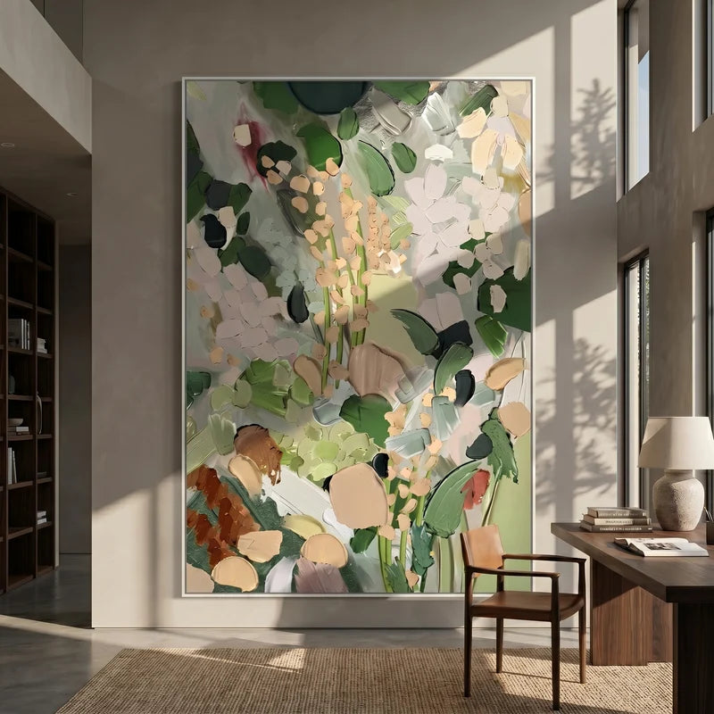 Sage Green Botanical Wall Art – Neutral Abstract Floral Painting#yy825031