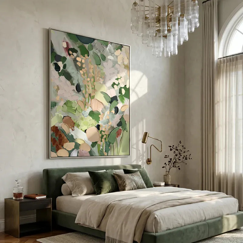 Sage Green Botanical Wall Art – Neutral Abstract Floral Painting#yy825031