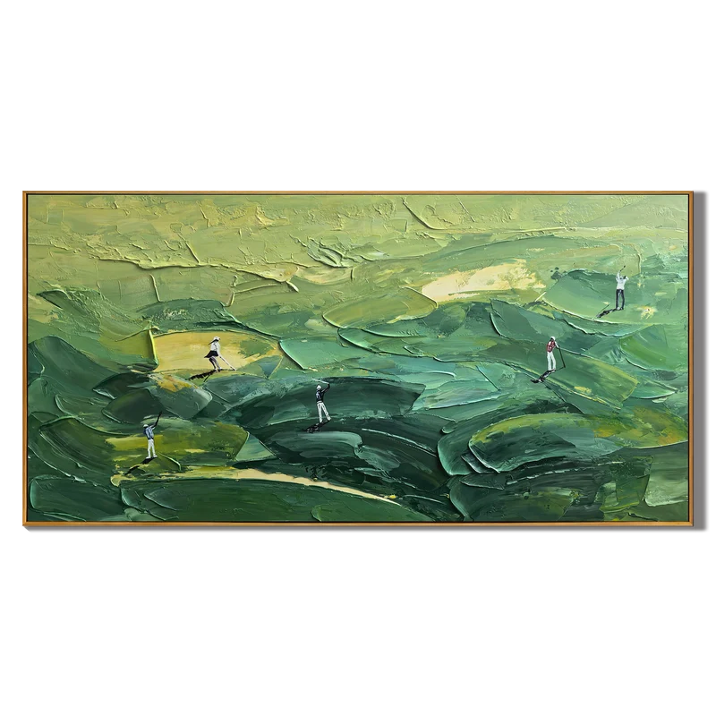 Golf Course Wall Art – Abstract Green Golfer Landscape#yy825033