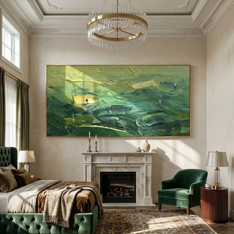 Golf Course Wall Art – Abstract Green Golfer Landscape#yy825033