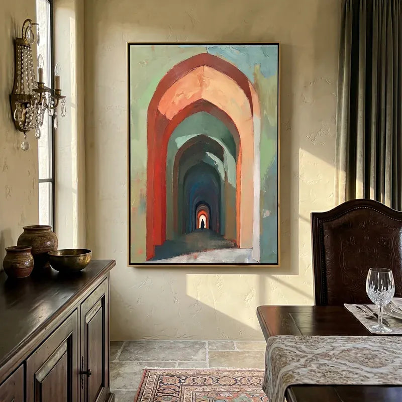 Colorful Archway Wall Art – Abstract Architectural Painting#yy825035