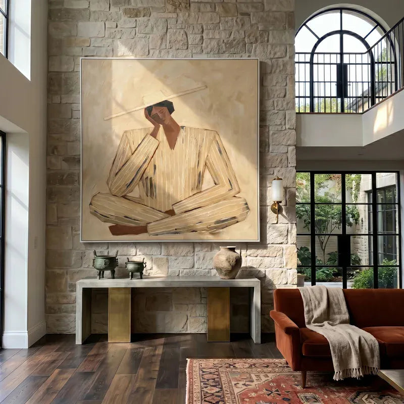 Quiet Contemplation Wall Art – Cream Neutral Figure Portrait#yy825047