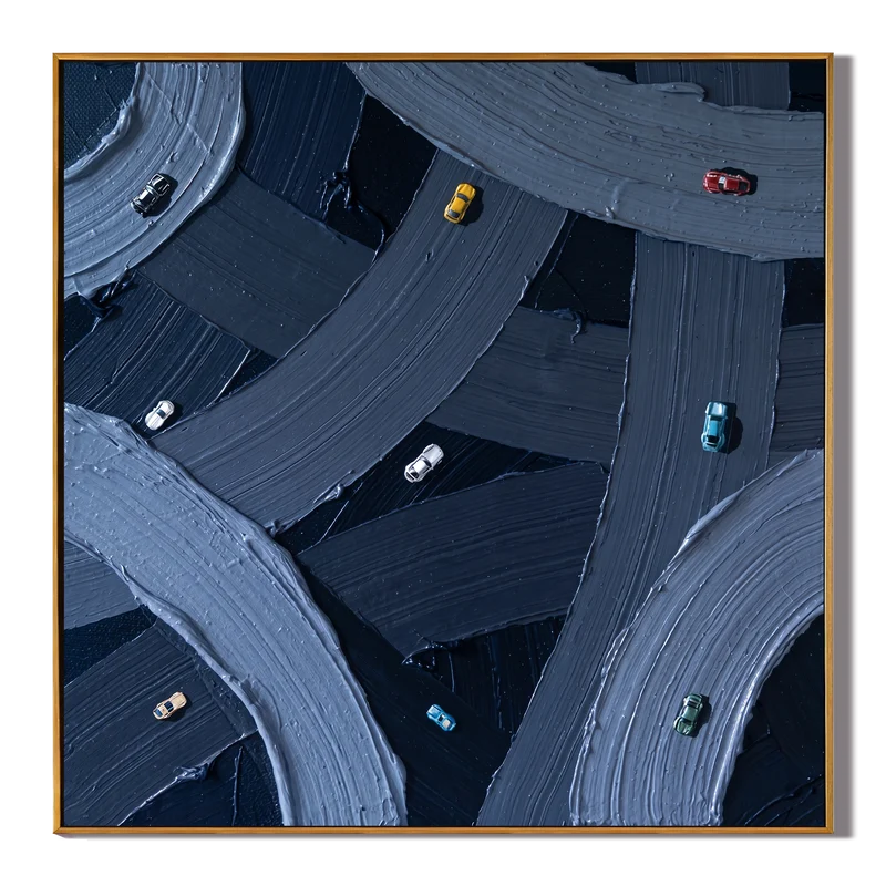 Highway Interchange Wall Art – Aerial Urban Traffic Painting#yy825048