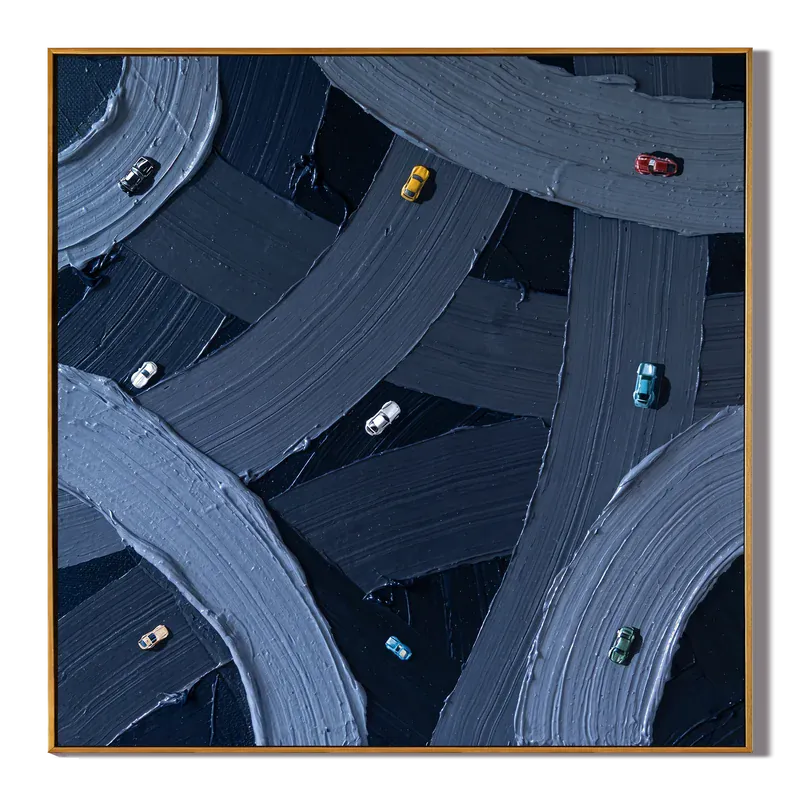 Highway Interchange Wall Art – Aerial Urban Traffic Painting#yy825048