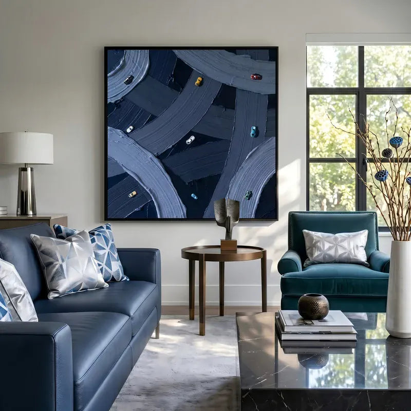 Highway Interchange Wall Art – Aerial Urban Traffic Painting#yy825048