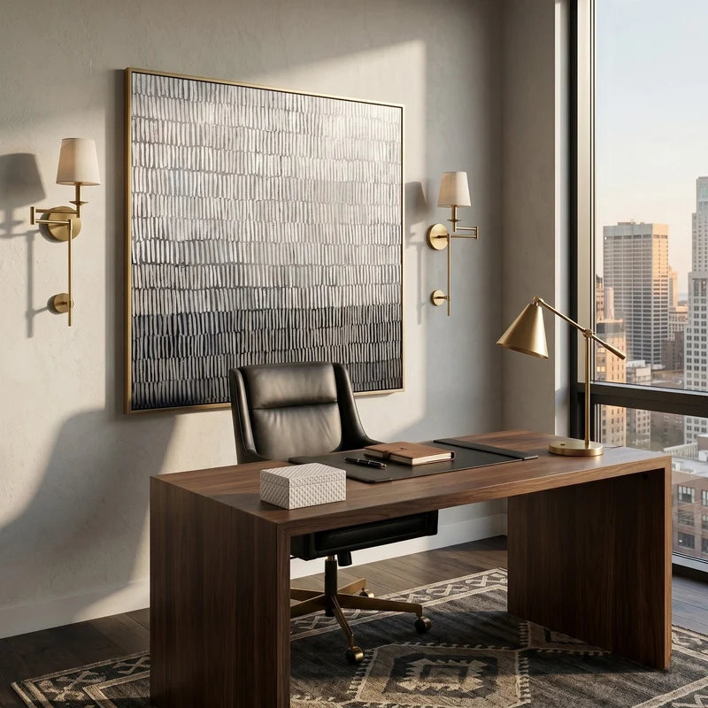 Black & White Textured Wall Art – Monochrome Grid Abstract#yy825051