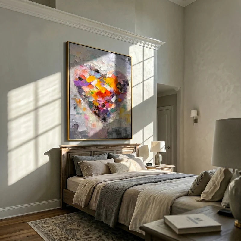Colorful Heart Abstract Wall Art – Textured Modern Love Painting#ypy825052