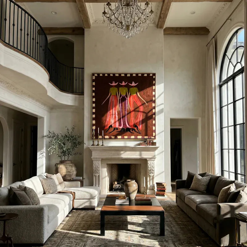 Three Cowgirls Wall Art – Pink Western Fashion Painting#yy825054