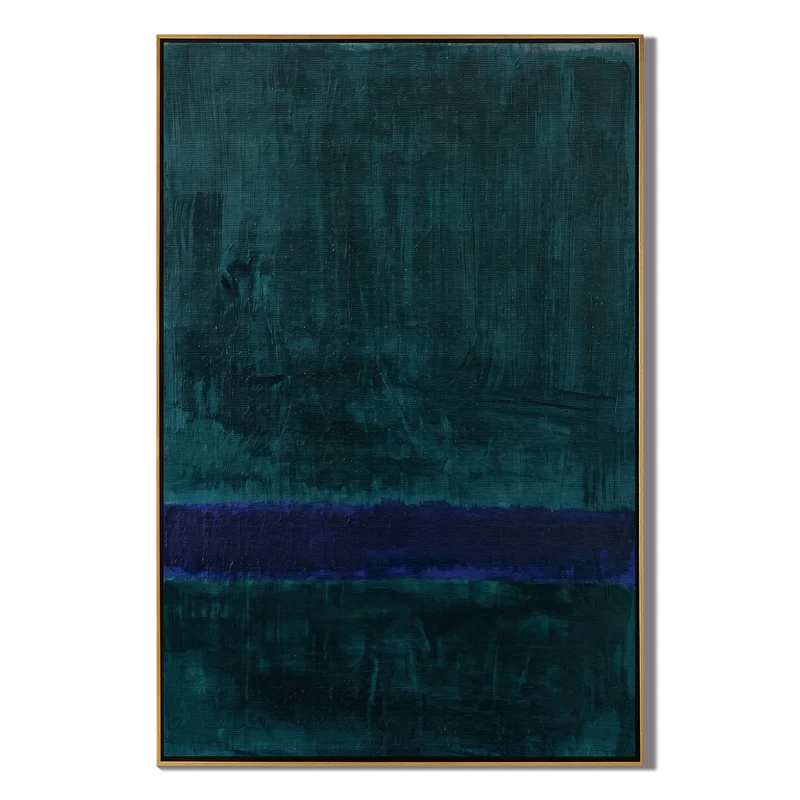 Dark Teal Abstract Wall Art – Indigo Color Field Painting#yy825063