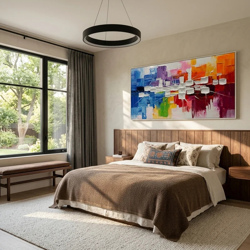 Colorful Geometric Abstract Wall Art – Blue & Orange Painting#yy825065