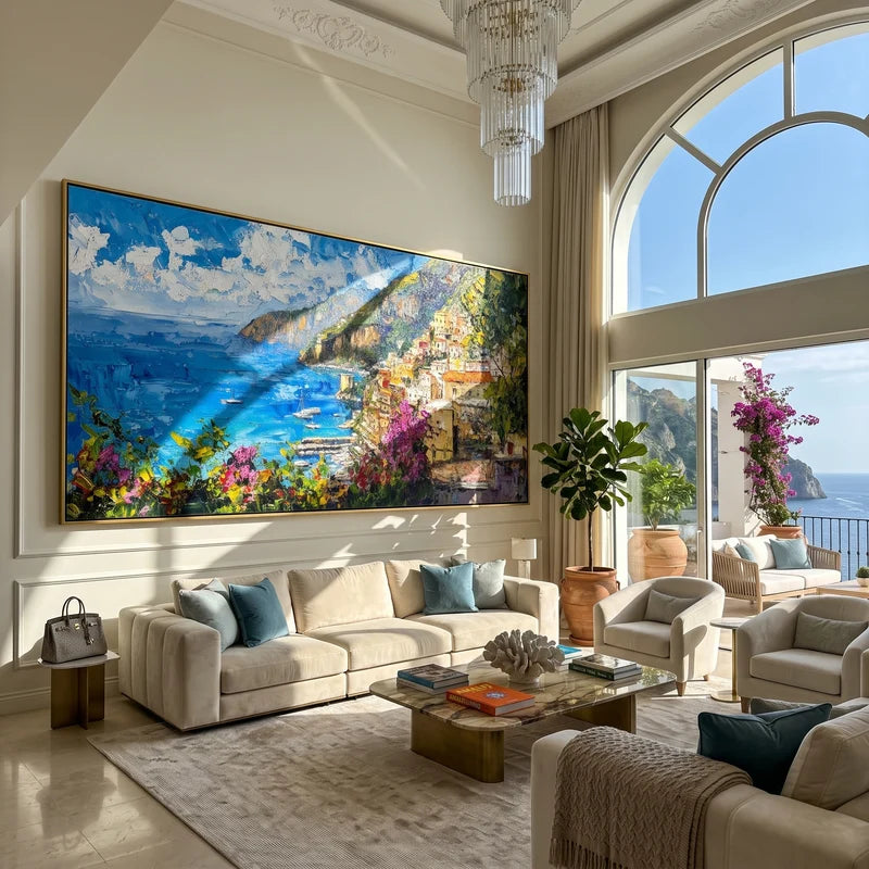 Amalfi Coast Inspired Wall Art – Italian Seaside Panorama#yy825081