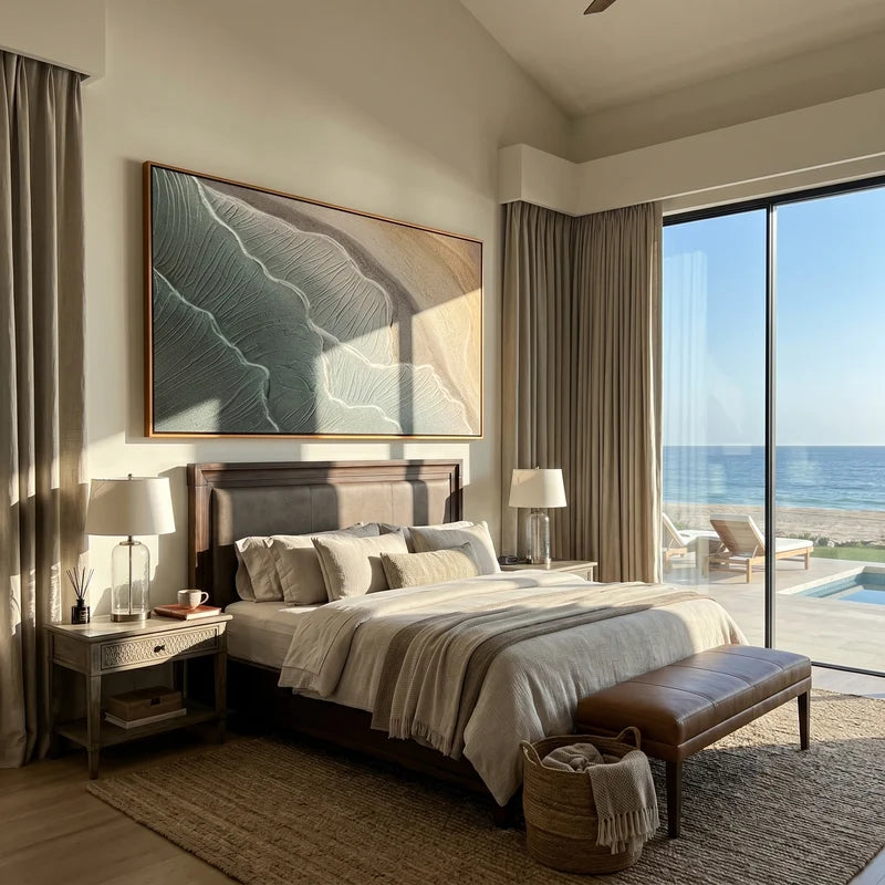 Soft Blue Shoreline Wall Art – Neutral Textured Coastal Abstract#yy825088