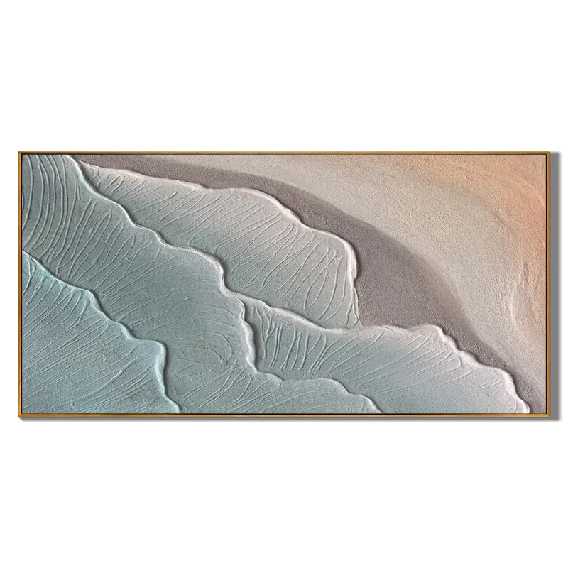 Soft Blue Shoreline Wall Art – Neutral Textured Coastal Abstract#yy825088