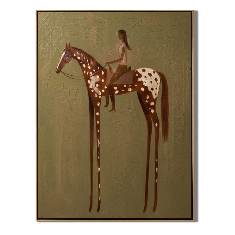Appaloosa Horse and Woman Rider Wall Art – Sage Equestrian Painting#yy825139