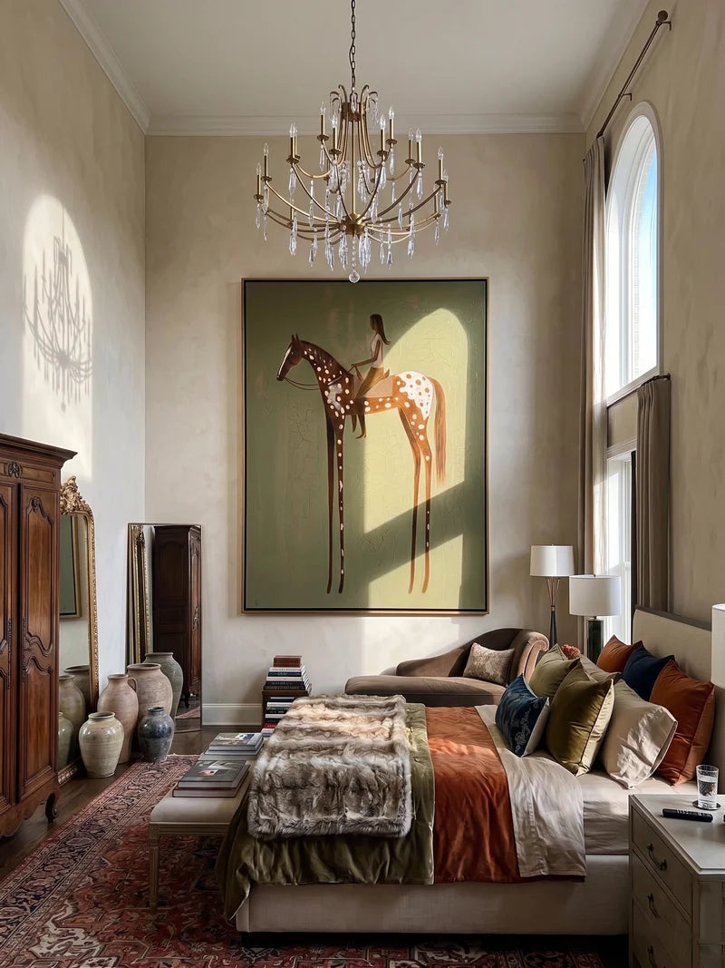 Appaloosa Horse and Woman Rider Wall Art – Sage Equestrian Painting#yy825139