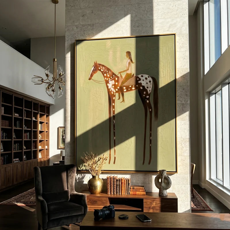 Appaloosa Horse and Woman Rider Wall Art – Sage Equestrian Painting#yy825139
