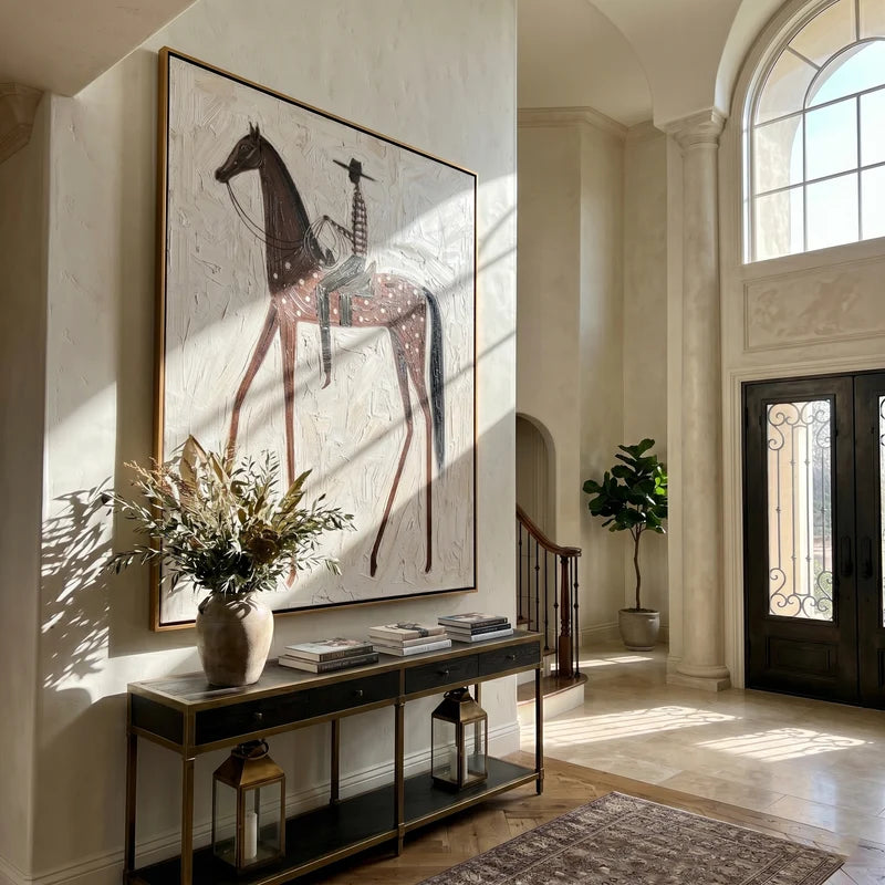 Dappled Brown Horse Rider Wall Art – Western Folk Painting#yy825143