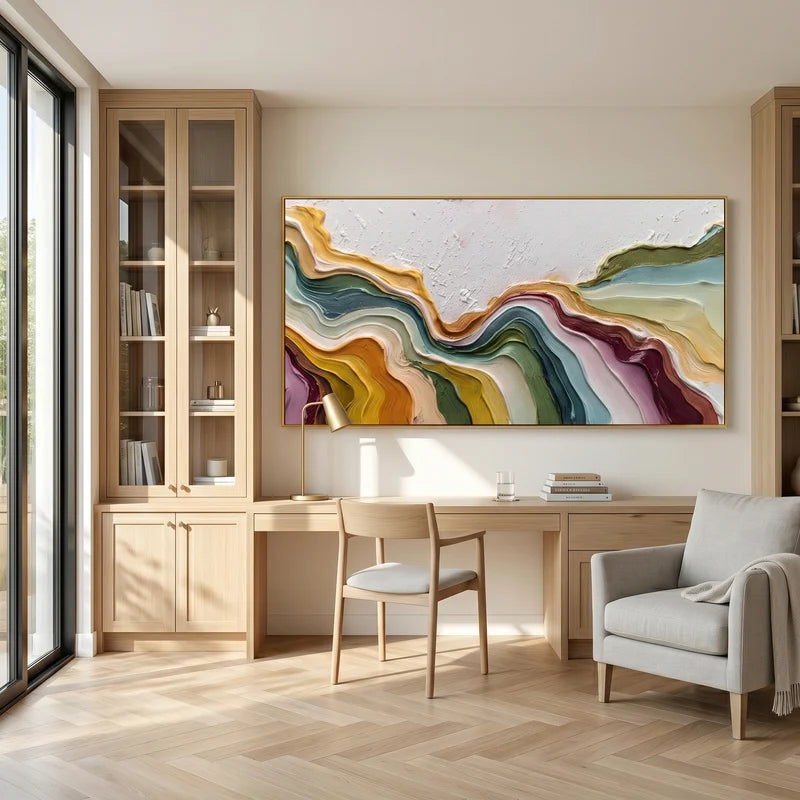 Earth Tone Topographic Wall Art – Horizontal Organic Abstract#yy825170